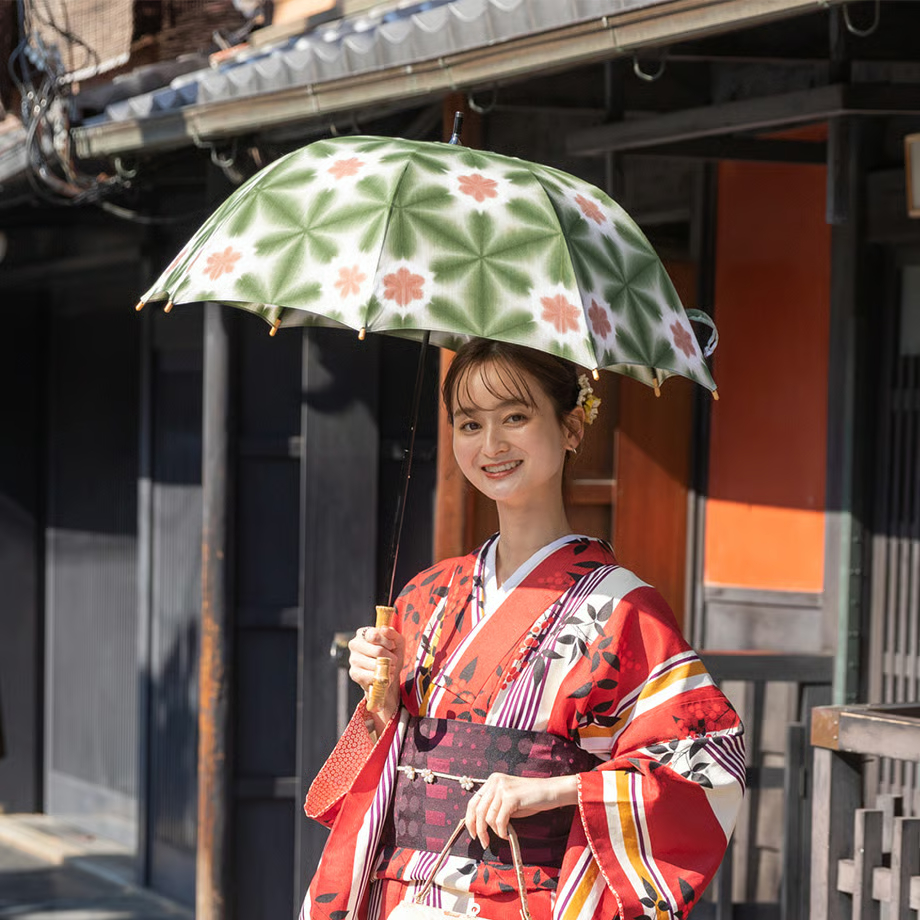 和モダン日傘　晴雨兼用｜深張り・抹茶