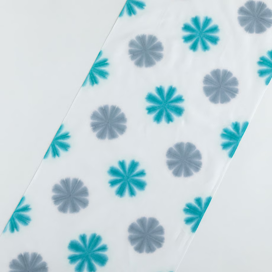 雪花絞り染め　手ぬぐい｜ターコイズブルー×グレー