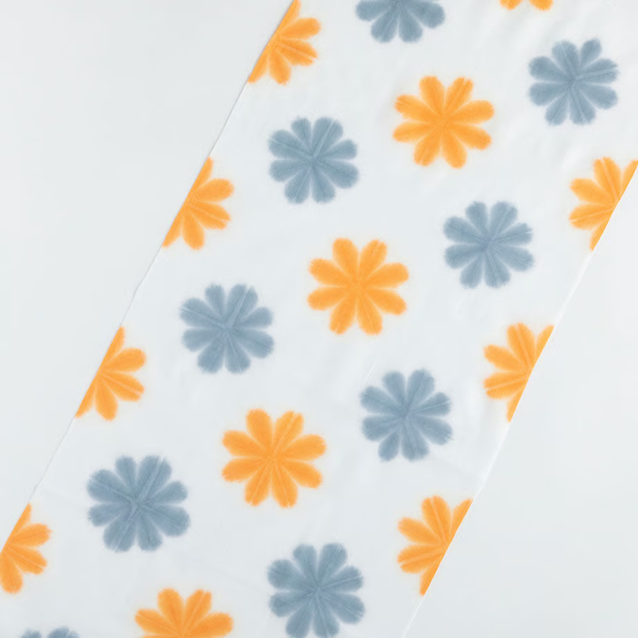 雪花絞り染め　手ぬぐい｜オレンジ×グレー