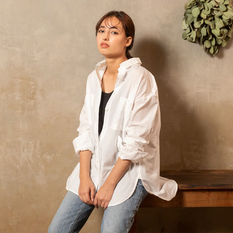 和晒 長袖両脇ディープスリットシャツ